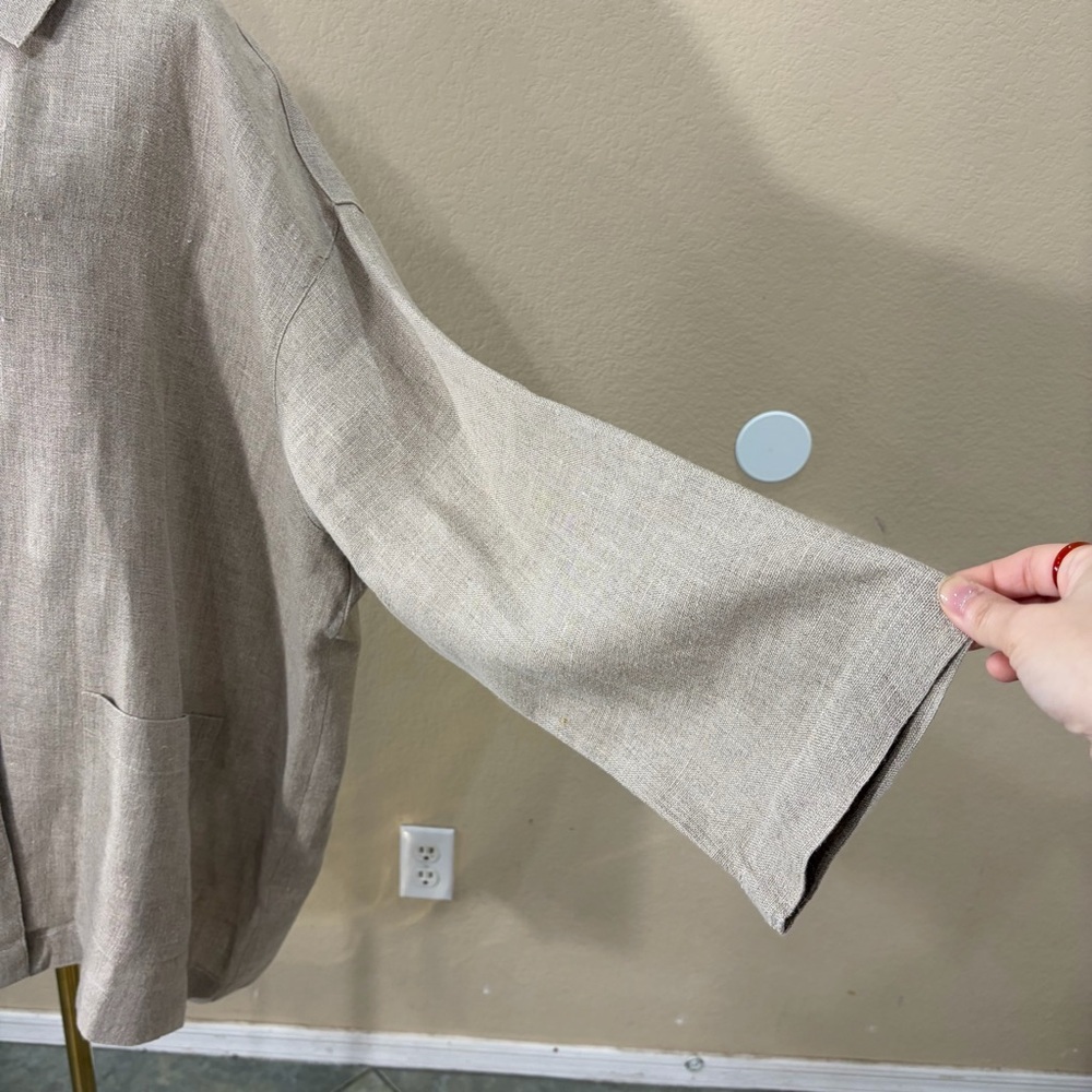 MenaCinque Button Up Blazer 100%Linen Made In Italy O/S Quiet Luxury Minimalist - Picture 6 of 14